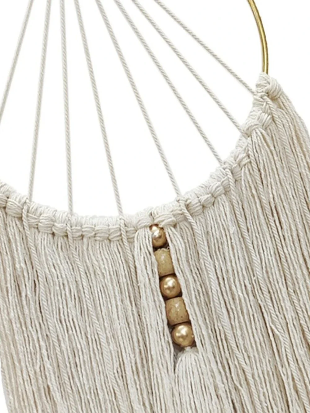 NWT At Home Chic Geometric Cream Gold Macrame Wall Decor Neutral & Boho Sz 18